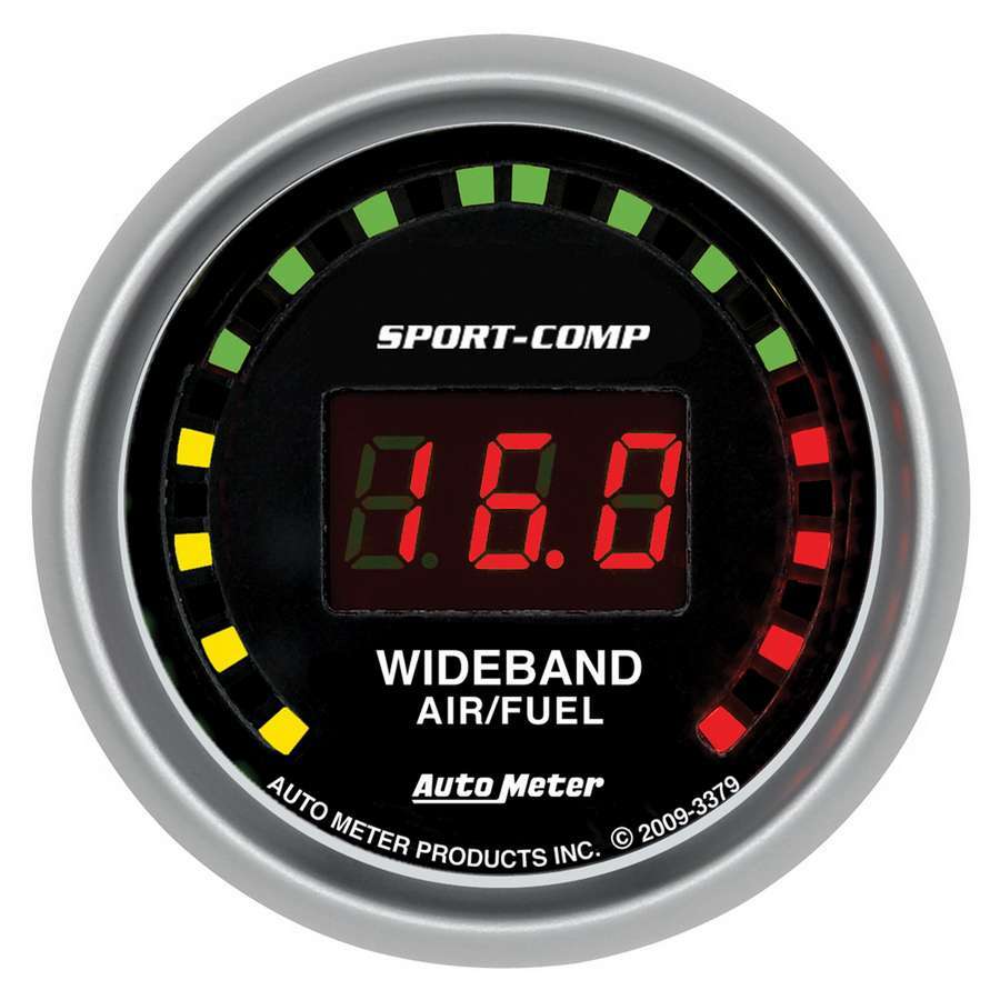 Autometer 3379 Sport-Comp Wideband Air-Fuel Ratio Gauge 2-1/16 Inch Digital Black Face