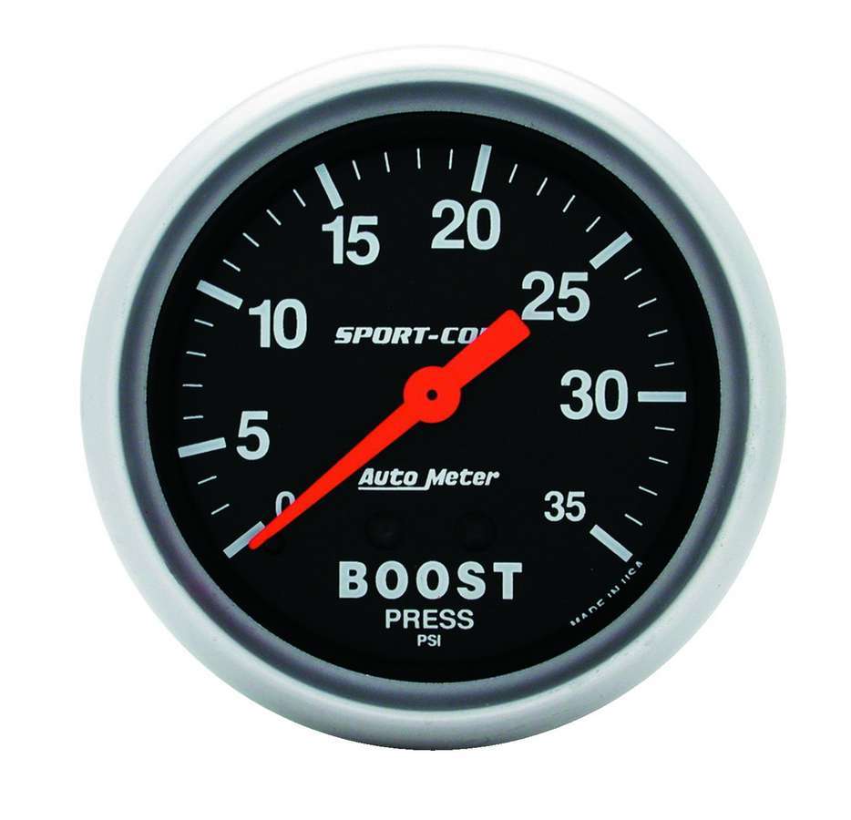 Autometer 3404 Sport Comp Boost Gauge 0-35 psi Mechanical Analog 2-5/8 Inch Black Face