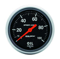 Autometer 3421 0-100 psi Mechanical Oil Pressure Gauge with Black Face