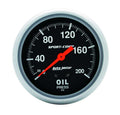 Autometer 3422 Oil Pressure Gauge 0-200 PSI Mechanical Analog Full Sweep 2-5/8 Inch Black Face