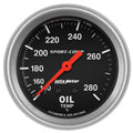 Autometer 3441 Oil Temperature Gauge, 140-280°F, Mechanical, Analog, Full Sweep, 2-5/8 Inch Diameter, Black Face