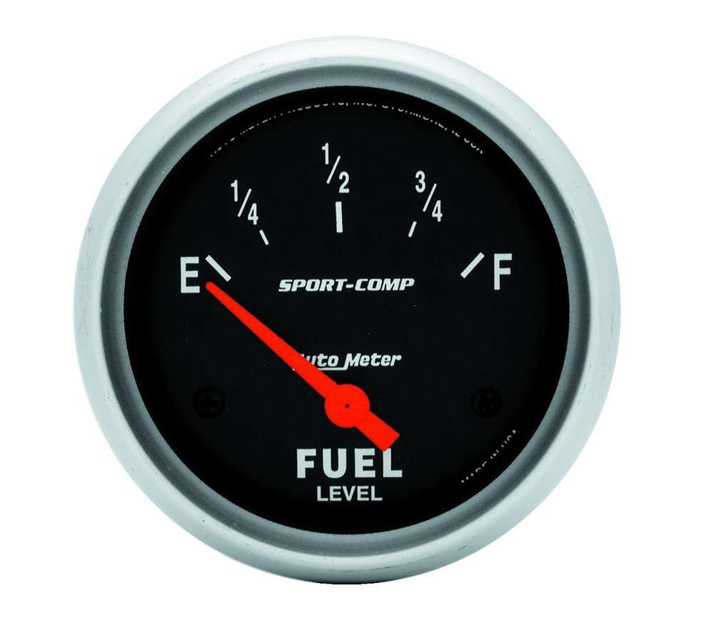 Autometer GM Fuel Level Gauge 3514, 0-90 Ohm Electric Analog with Short Sweep, 2-5/8 Inch Diameter, Black Face