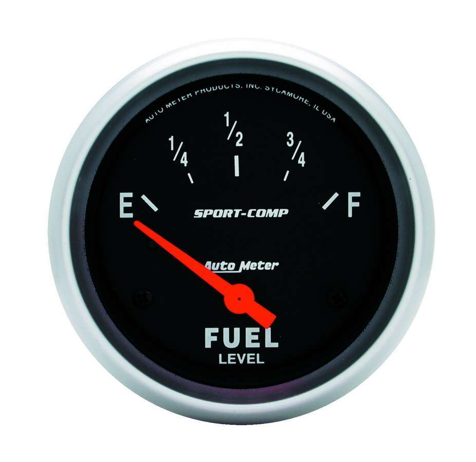 Autometer 3517 Sport-Comp Fuel Level Gauge 0-30 Ohm Electric Analog 2-5/8 Inch Diameter Black Face