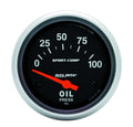 Autometer 3522 Sport-Comp Oil Pressure Gauge, 0-100 psi, Electric, Analog, Short Sweep, 2-5/8 Inch Diameter, Black Face