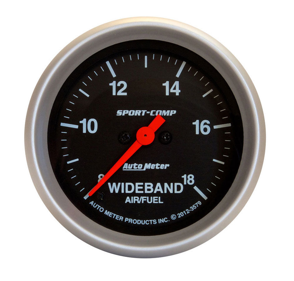 Autometer 3579 Wideband Air-Fuel Ratio Gauge, 8:1-18:1 AFR, Analog Full Sweep, 2-5/8 Inch Diameter, Black Face