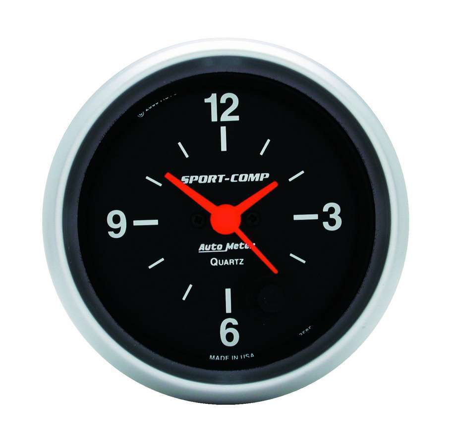 Autometer 3585 2-5/8 Inch Sport-Comp Electric Analog Clock with Black Face