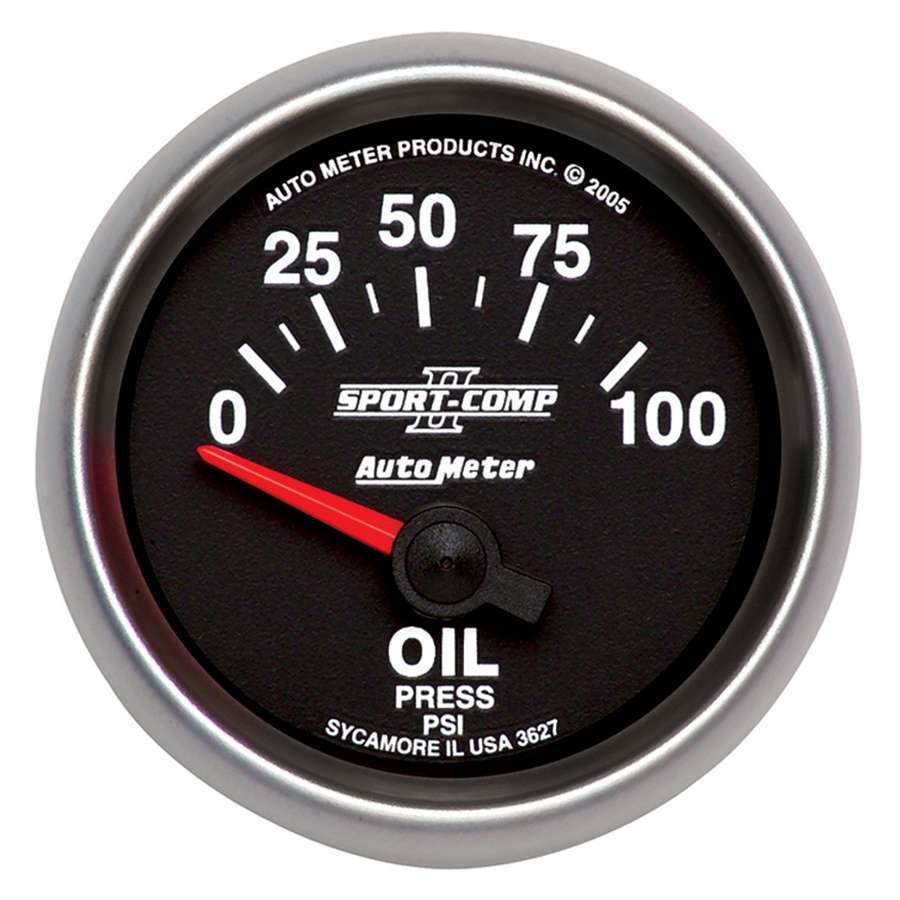Autometer 3627 Sport-Comp II 2-1/16 Inch Oil Pressure Gauge 0-100 psi