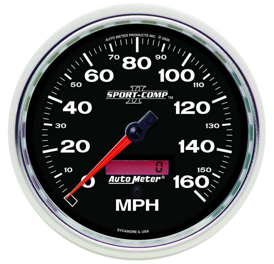 Autometer 3689 Speedometer for Sport-Comp II Series 5 Inch Diameter, 160 MPH, Electric Analog, Black Face