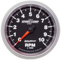 Autometer 3697 Sport-Comp II 10,000 RPM Electric Analog Tachometer with 3-3/8 Inch Dial, Dash Mount, Black Face