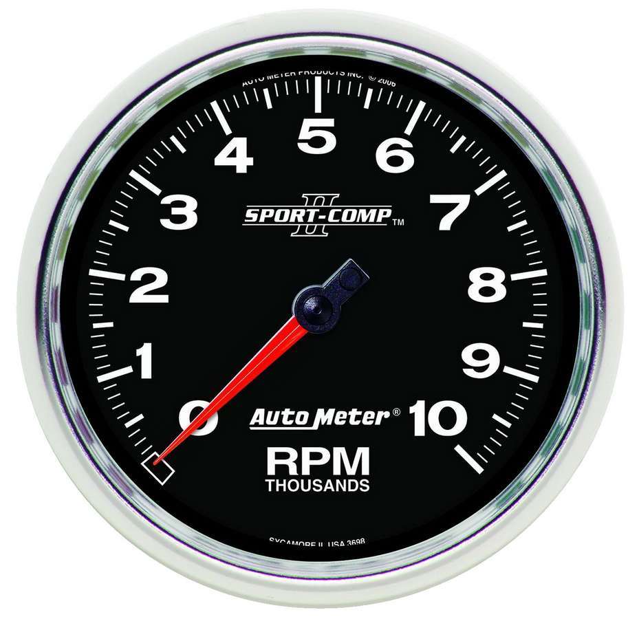 Autometer 3698 Sport-Comp II 10,000 RPM Electric Analog Tachometer for In-Dash Installation