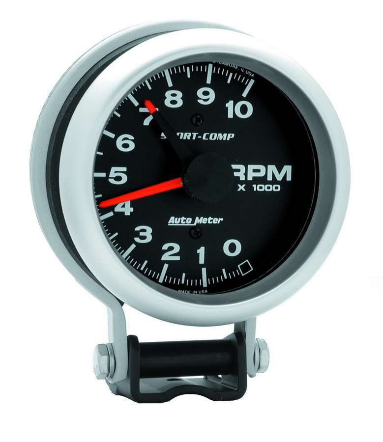Autometer 3700 Sport-Comp 10,000 RPM Electric Analog Tachometer with 3-3/4 Inch Diameter and Black Face