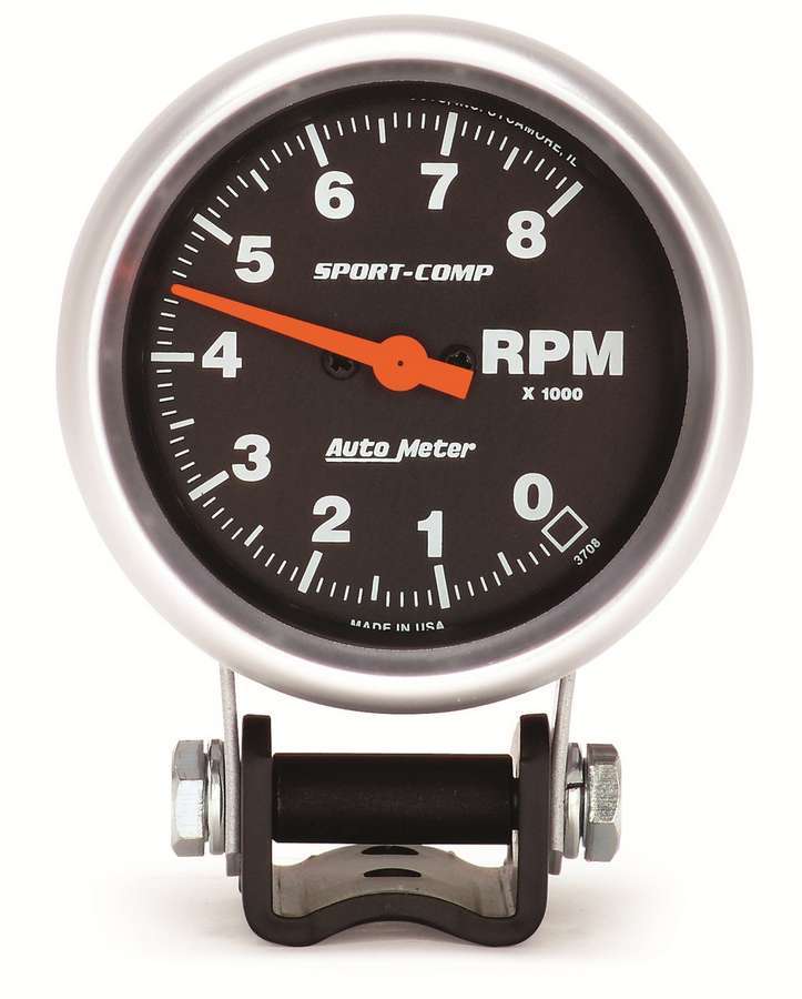 Autometer 3708 Sport-Comp 2-5/8 Inch 8000 RPM Electric Analog Tachometer