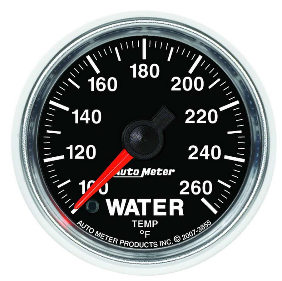 Autometer 3855 GS Water Temperature Gauge 2-1/16 Inch Black Face Electric Analog