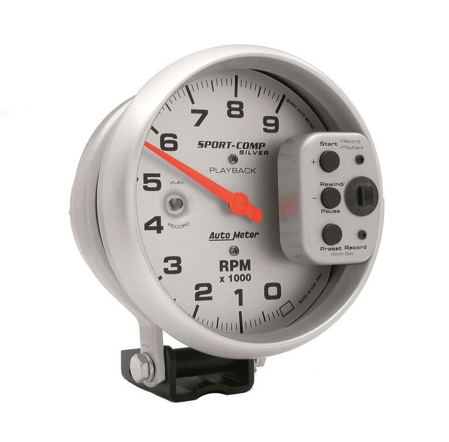 Autometer 3964 5-Inch Silver Ultra-Lite 9000 RPM Electric Analog Tachometer with Playback Function