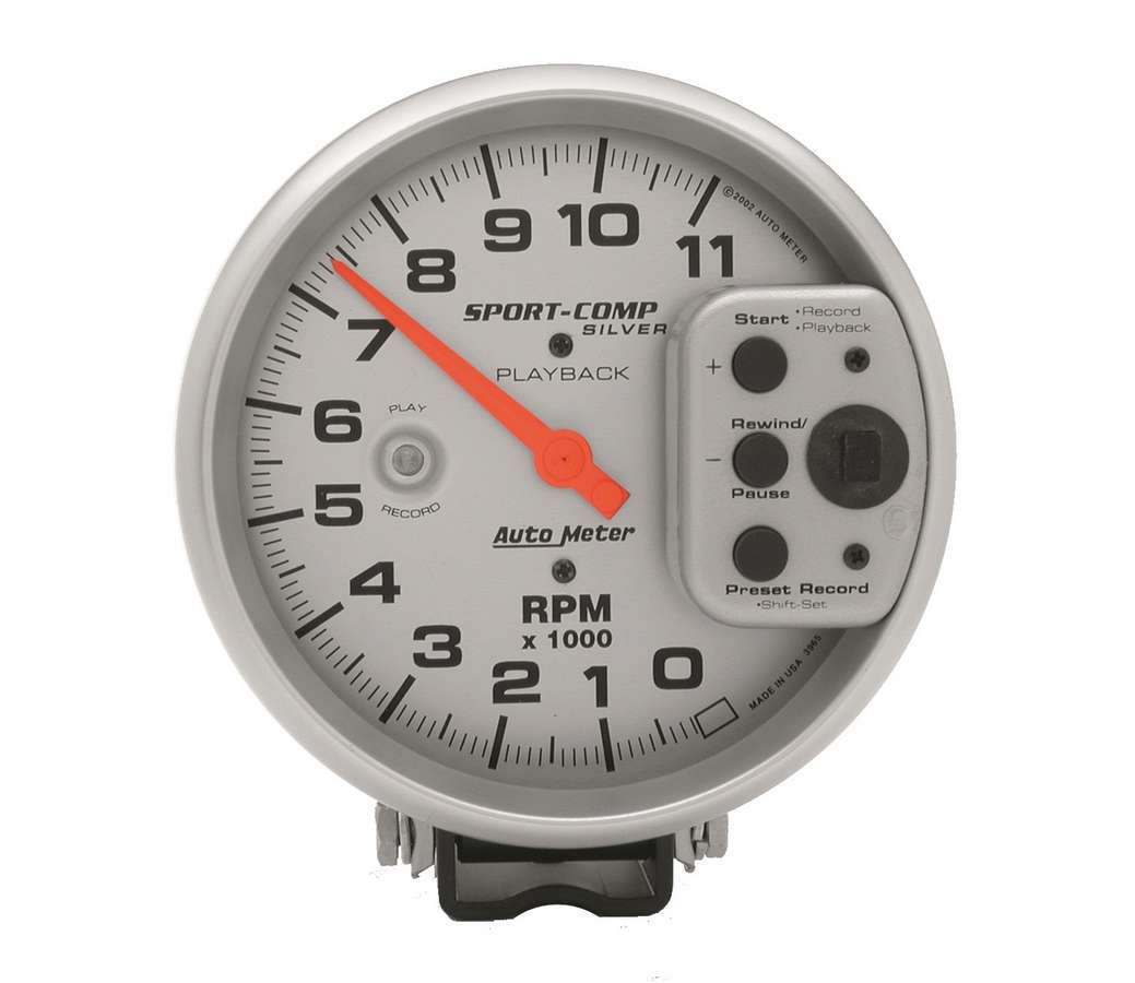 Autometer 3965 5-Inch Silver Ultra-Lite Electric Tachometer with 11,000 RPM Analog Display