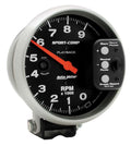 Autometer 3966 5-Inch Sport-Comp Electric Analog Tachometer with 9000 RPM Range and Black Face
