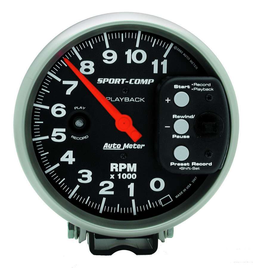 Autometer 3967 5 Inch Sport-Comp Electric Tachometer with 11,000 RPM and Black Face