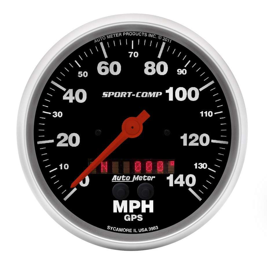 Autometer 3983 5-Inch Sport-Comp GPS Speedometer with Rally-Nav Display, 140 MPH Analog Electric Gauge
