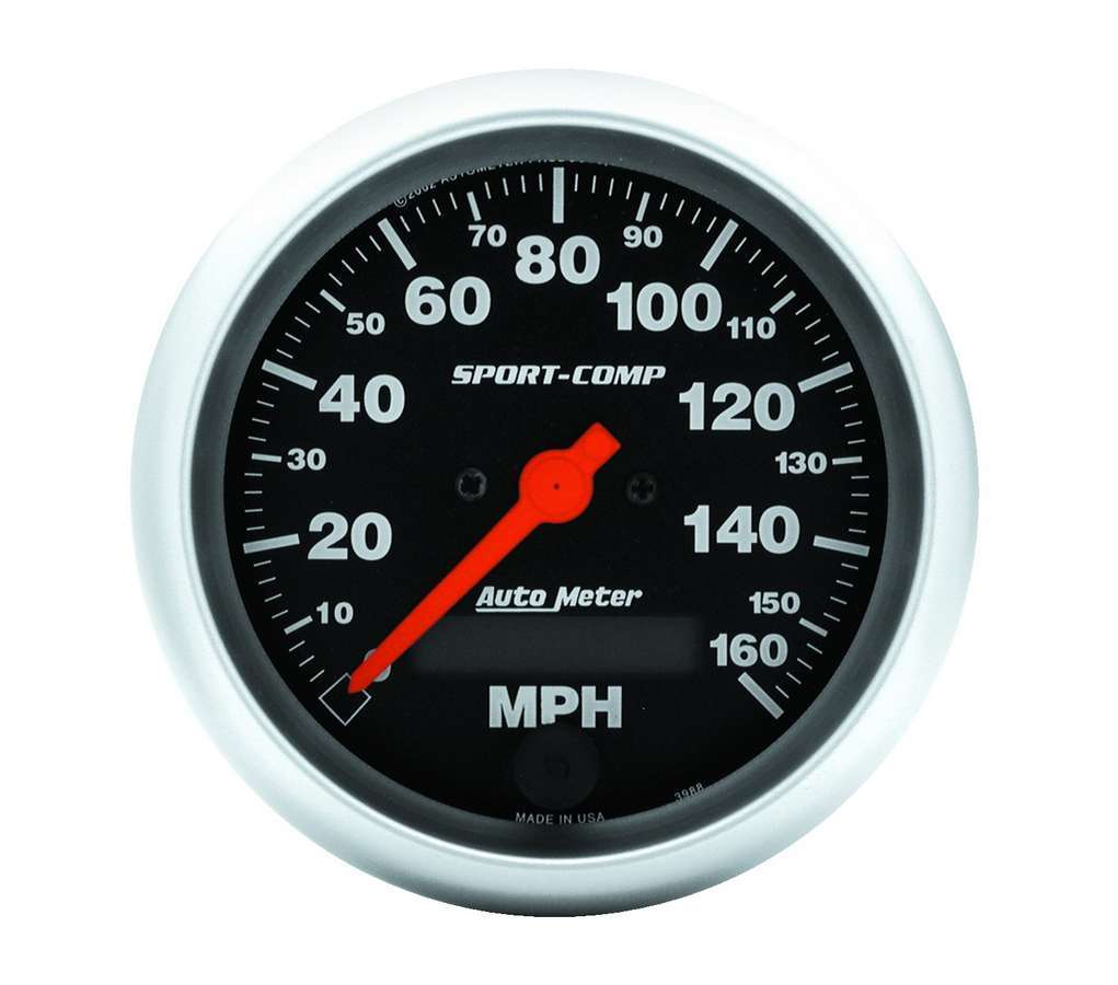 Autometer 3988 Sport-Comp Electric Speedometer, 160 MPH, 3-3/8 Inch Diameter, Black Face