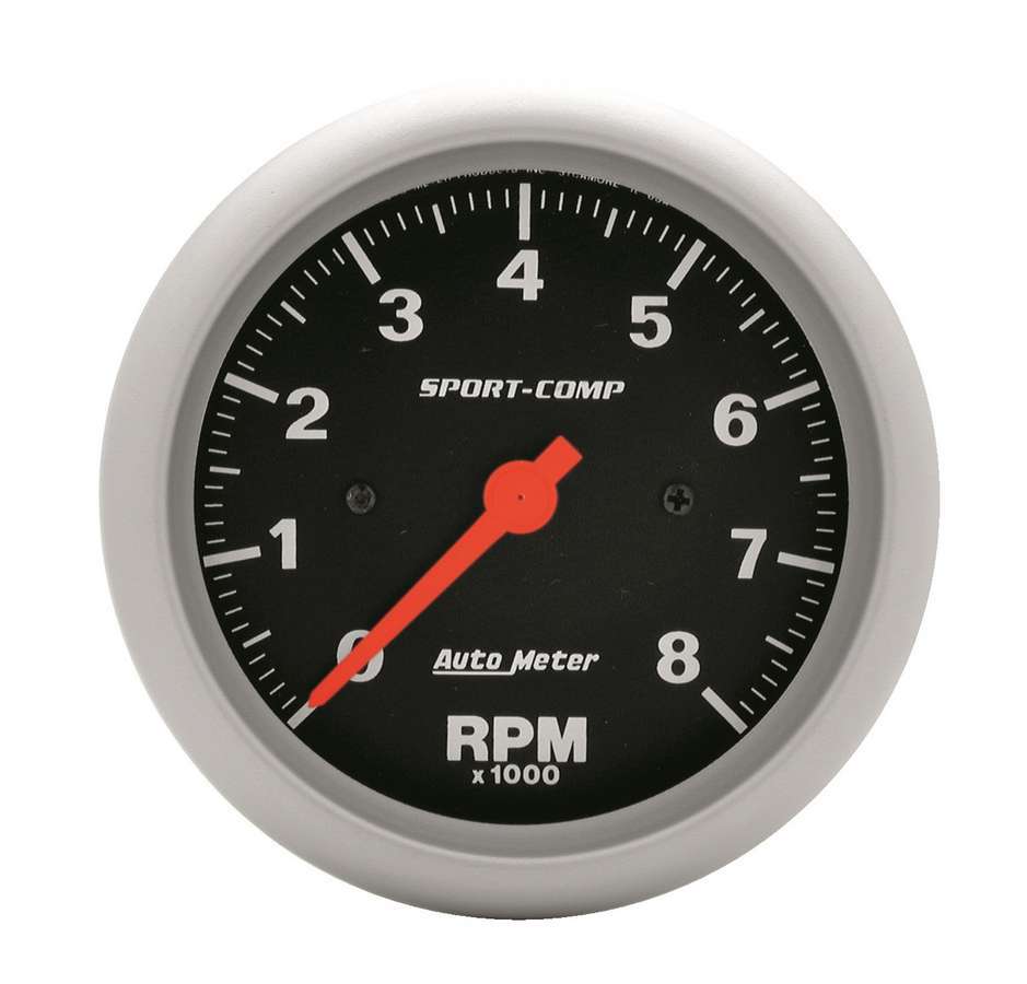 Autometer 3991 Sport-Comp Electric Tachometer with 8,000 RPM, 3-3/8 Inch Diameter, Black Face, Dash Mount