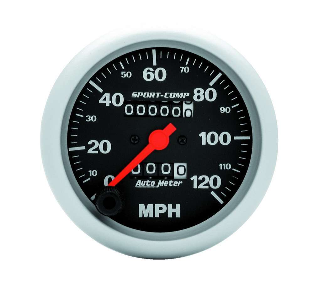 Autometer 3992 Sport-Comp Mechanical Speedometer, 120 MPH, 3 3/8 Inch Diameter, Black Face
