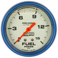 Autometer 4211 Ultra-Nite Fuel Pressure Gauge 0-15 PSI, Mechanical, 2-5/8 Inch Diameter, Liquid Filled, White Face