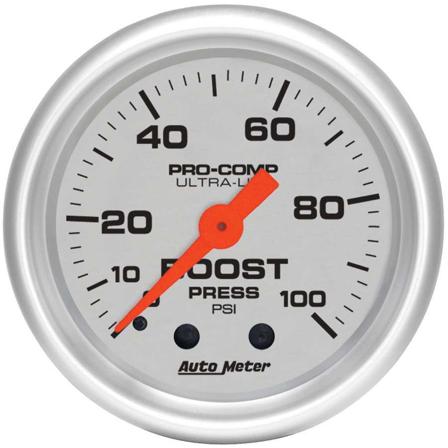 Autometer 4306 Ultra-Lite 2-1/16 Inch Boost Gauge 0-100 PSI Mechanical Analog Silver Face