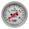Autometer 4310 Ultra-Lite Fuel Level Gauge 0-280 Ohm Electric Analog with Silver Face, 2-1/16 Inch Diameter