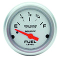 Autometer 4314 2-1/16 Inch Mini Ultralite Fuel Level Gauge with Silver Face