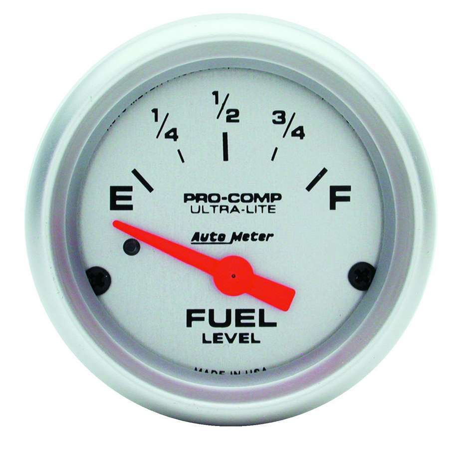 Autometer 4314 2-1/16 Inch Mini Ultralite Fuel Level Gauge with Silver Face