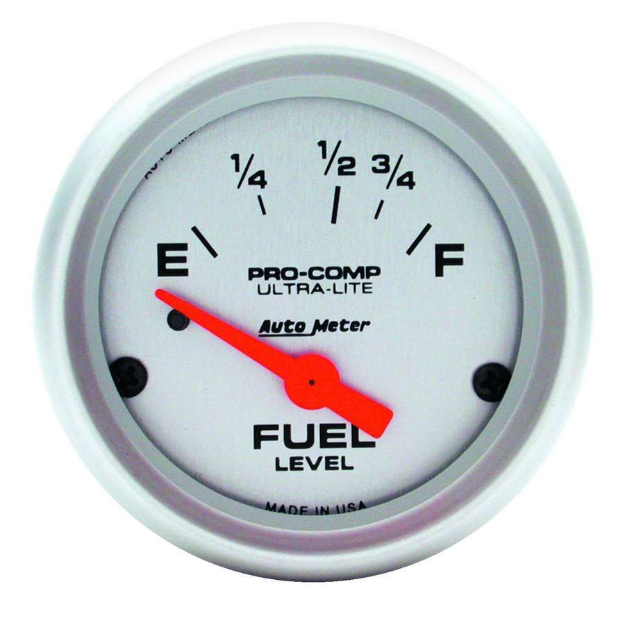Autometer 4315 2-1/16 Inch Ultra-Lite Fuel Level Gauge, 73-10 Ohm Electric Analog Short Sweep
