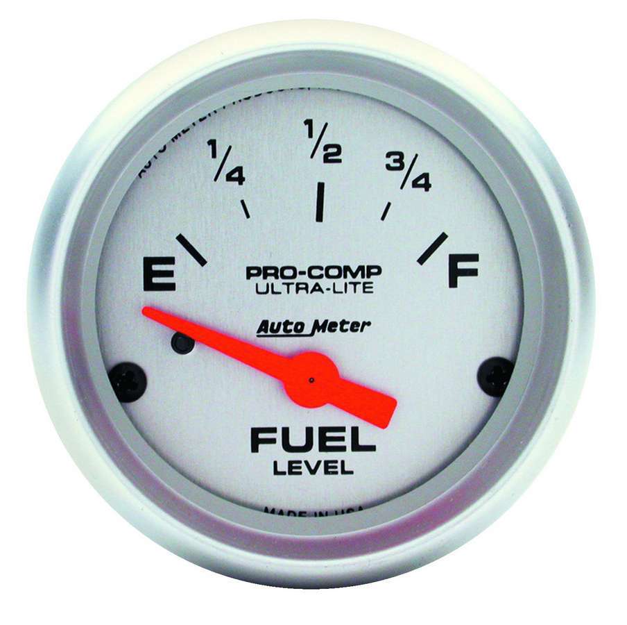 Autometer 4319 2-1/16 Inch Ultra-Lite Fuel Level Gauge with Silver Face and Short Sweep