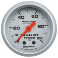 Autometer Exhaust Pressure Gauge 0-100 psi Ultra-Lite Mechanical Analog 2-1/16 Inch Silver Face