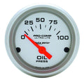 Autometer 4327 Ultra-Lite Oil Pressure Gauge 0-100 psi, 2-1/16 Inch Diameter, Electric Analog with Short Sweep and Silver Face