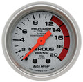 Autometer 4328 Ultra-Lite Nitrous Pressure Gauge 0-2000 psi, Mechanical, 2-1/16 Inch Diameter, Silver Face