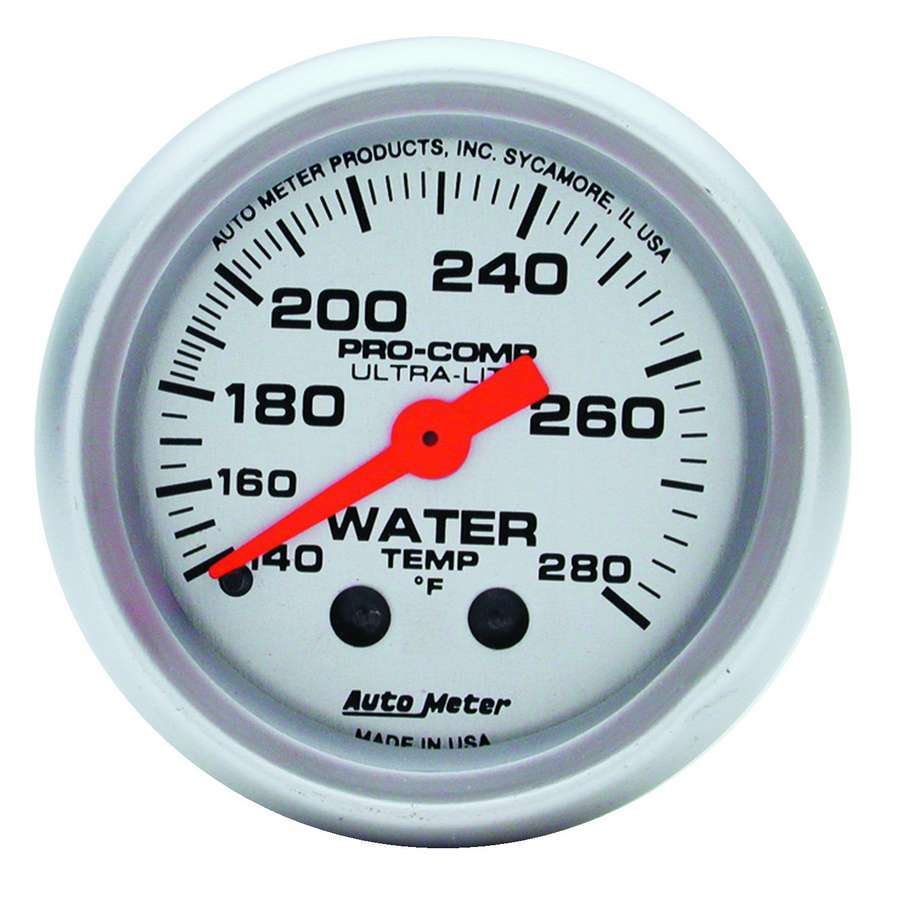 Autometer 4331 Water Temperature Gauge 2-1/16 Inch Ultra-Lite Mechanical Analog 140-280°F