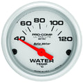 Autometer 4337-M Water Temperature Gauge, 2-1/16 Inch Dial, Silver Face, 40-120°C Range, Electric Analog, Short Sweep