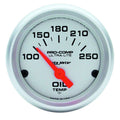 Autometer 4347 Ultra Lite 2-1/16 Inch Oil Temperature Gauge 100-250°F, Silver Face, Electric Analog, Short Sweep