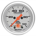 Autometer 4352 Ultra-Lite 2-1/16 Inch Oil Pressure Gauge with Peak and Warning, 0-100 psi, Silver Face