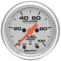 Autometer 4371 Ultra-Lite Fuel Pressure Gauge 0-100 PSI, Analog, Electric, 2-1/16 Inch Silver Face