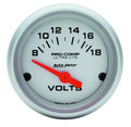 Autometer 4391 2-1/16 Inch Mini Ultralite Volt Meter, 8-18 Volt Analog Short Sweep