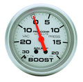 Autometer 4401 Ultra-Lite Boost and Vacuum Gauge, Mechanical, 30 in HG to 20 psi, 2-5/8 Inch Diameter, Silver Face