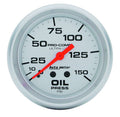 Autometer Ultra Lite Oil Pressure Gauge 0-150 PSI Mechanical 2-5/8 Inch Silver Face