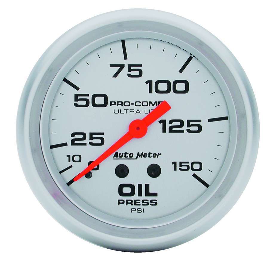 Autometer Ultra Lite Oil Pressure Gauge 0-150 PSI Mechanical 2-5/8 Inch Silver Face