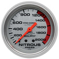 Autometer 4428 Ultra-Lite Nitrous Pressure Gauge, 0-2000 psi, Mechanical, Analog, 2-5/8 Inch Diameter, Silver Face