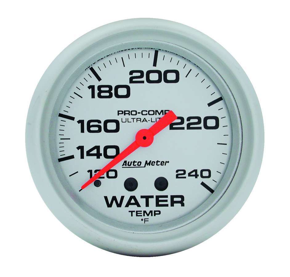 Autometer 4432 Mechanical Water Temperature Gauge, 120-240°F, 2-5/8 Inch Silver Dial