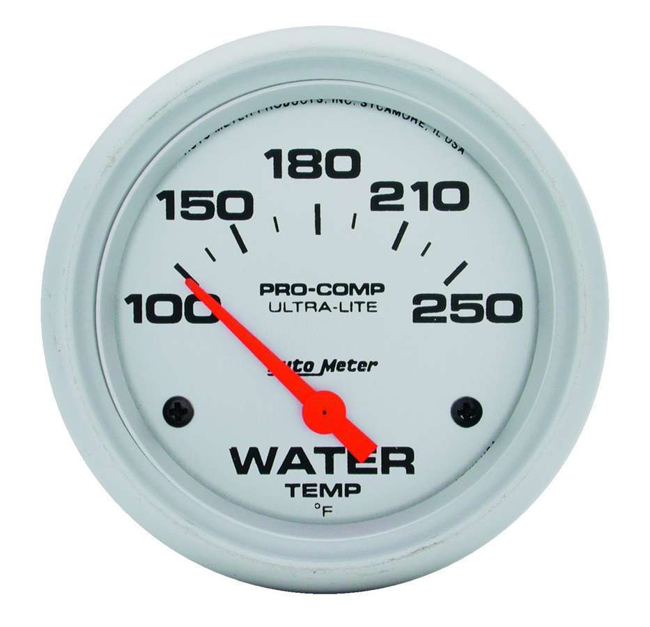 Autometer 4437 Ultra-Lite Water Temperature Gauge 100-250°F, Analog, Short Sweep, Silver Face