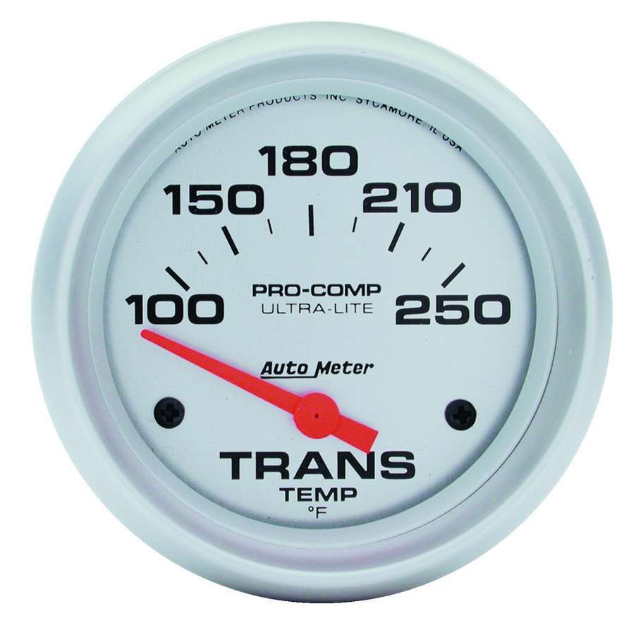 Autometer Transmission Temperature Gauge 4457, Ultra-Lite Electric Analog, 100-250°F, Silver Face, 2-5/8 Inch Diameter