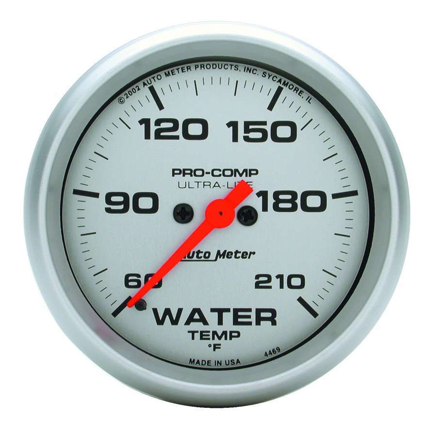 Autometer Ultra Lite 2-5/8 Inch Water Temperature Gauge 60-210°F Electric Analog
