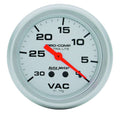 Autometer 4484 Ultra-Lite Vacuum Gauge, 0-30 in Hg, Mechanical, Analog, 2-5/8 Inch Diameter, Silver Face
